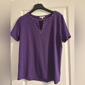 Reason Purple Ribbed Embellished‎ Blouse